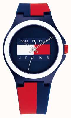 Tommy Jeans Orologio con cinturino in silicone blu, rosso e bianco Berlino 1720025