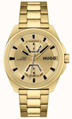 HUGO #espone maschile | quadrante dorato | bracciale in acciaio inossidabile dorato 1530243