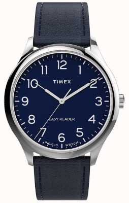 Timex uomini | lettore facile | quadrante blu marino | cinturino in pelle blu navy TW2V27900