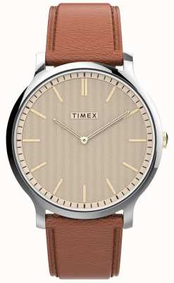 Timex Galleria | quadrante beige | cinturino in pelle marrone chiaro TW2V28200