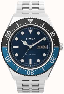 Timex Orologio automatico M79 con lunetta nera e blu TW2V25100