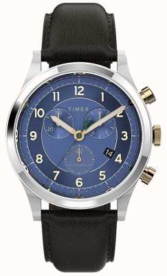 Timex Orologio cronografo tradizionale Waterbury con cinturino in pelle da 42 mm TW2V28600
