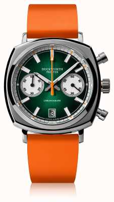 Duckworth Prestex Crono 42 | quadrante verde | cinturino in caucciù arancione D550-04-OR
