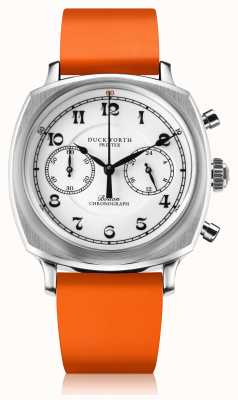Duckworth Prestex Cronografo Bolton | quadrante bianco | cinturino in caucciù arancione D531-02-OR