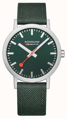 Mondaine Classico orologio da 36 mm con cinturino in tessuto verde foresta A660.30314.60SBF