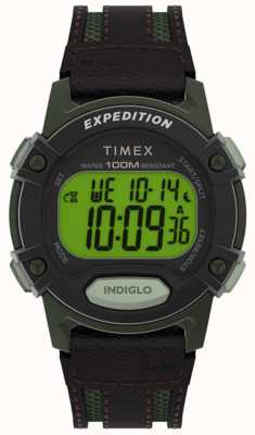 Timex uomini | spedizione | digitale | cinturino in pelle nera TW4B24400