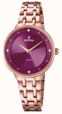 estina Ladies rose-pltd. orologio con set cz e bracciale in acciaio F20602/2