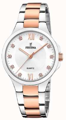 estina Ladies rose-pltd. orologio con set cz e bracciale in acciaio F20612/1