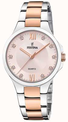 estina Ladies rose-pltd. orologio con set cz e bracciale in acciaio F20612/2