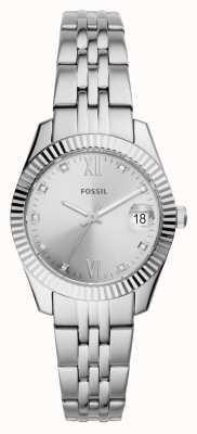Fossil femminile | quadrante argento | incastonato di cristalli | bracciale in acciaio inossidabile ES4897