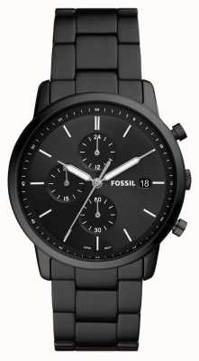 Fossil minimalista maschile | quadrante cronografo nero | bracciale in acciaio inossidabile nero FS5848