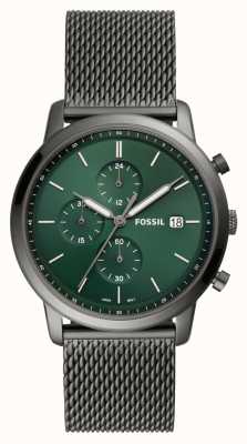 Fossil Neutralità maschile | quadrante cronografo verde | bracciale in maglia di acciaio inossidabile grigio FS5908