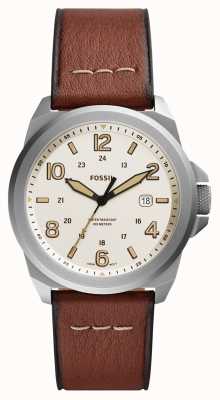 Fossil Campo di Bronson maschile | quadrante crema | cinturino in pelle marrone FS5919