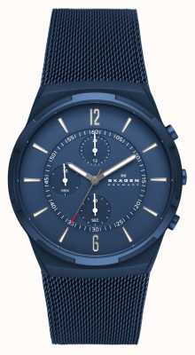 Skagen Melbye cronografo cronografo orologio con maglia in acciaio inossidabile blu oceano SKW6803