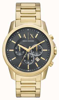 Armani Exchange maschile | quadrante cronografo nero | bracciale in acciaio inossidabile dorato AX1721
