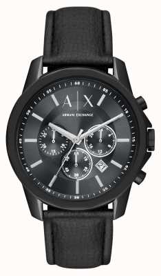 Armani Exchange maschile | quadrante cronografo grigio | cinturino in pelle nera AX1724