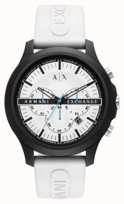 Armani Exchange maschile | quadrante cronografo bianco | cinturino in silicone bianco AX2435