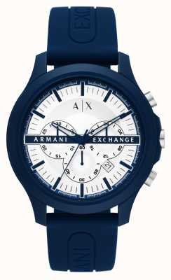 Armani Exchange maschile | quadrante cronografo bianco | cinturino in silicone blu AX2437