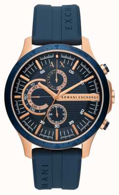 Armani Exchange maschile | quadrante cronografo blu | cinturino in silicone blu AX2440