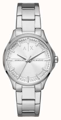 Armani Exchange femminile | quadrante incastonato di cristalli argentati | bracciale in acciaio inossidabile AX5256