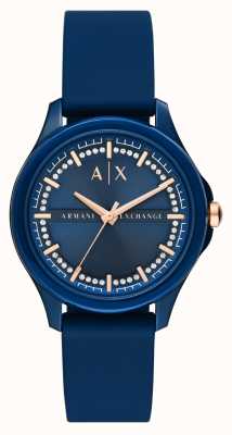 Armani Exchange femminile | quadrante blu | cinturino in caucciù blu AX5266