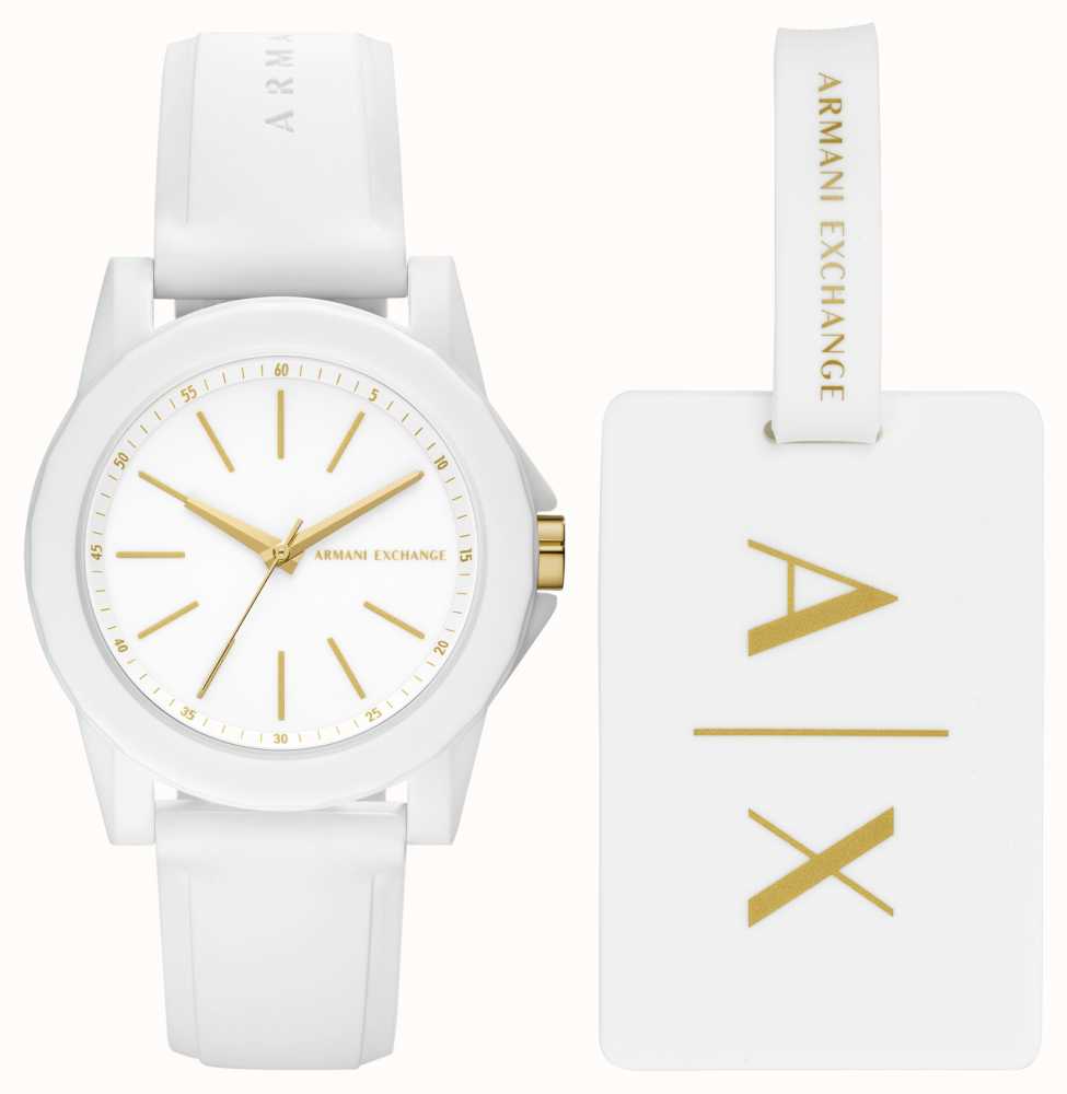 Armani Exchange - Set regalo da uomo con orologio e targhetta per bagaglio