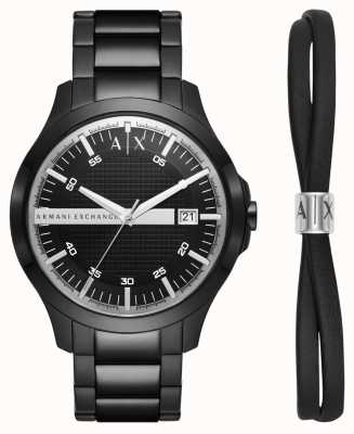 Armani Exchange maschile | set regalo orologio e braccialetto | bracciale in acciaio inossidabile nero AX7134SET