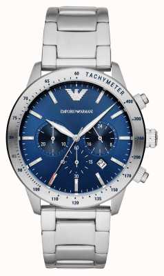 Emporio Armani maschile | quadrante cronografo blu | bracciale in acciaio inossidabile AR11306