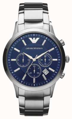 Emporio Armani maschile | quadrante cronografo blu | bracciale in acciaio inossidabile AR2448
