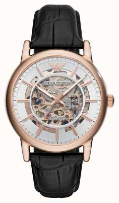 Emporio Armani Automatico da uomo | quadrante a cuore aperto | cinturino in pelle nera AR60007