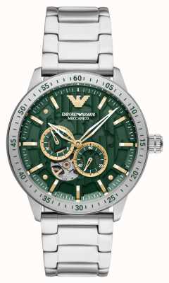 Emporio Armani Automatico da uomo | quadrante verde | bracciale in acciaio inossidabile AR60053