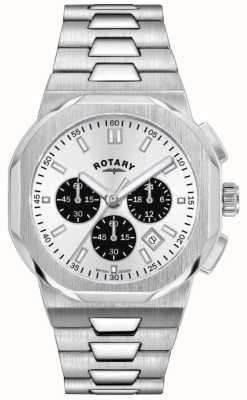 Rotary Reggente maschile | quadrante cronografo argento | bracciale in acciaio inossidabile GB05450/59