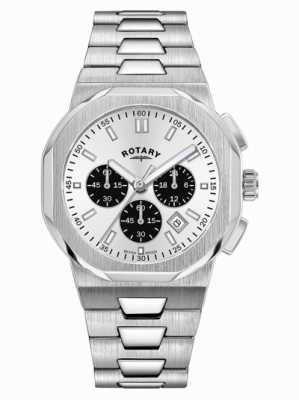 Rotary Reggente maschile | quadrante cronografo argento | bracciale in acciaio inossidabile GB05450/59