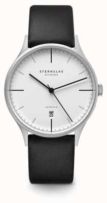 STERNGLAS Asthet 40mm automatico in pelle bianca/nera S02-AS01-PR14