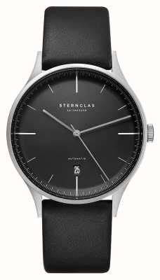 STERNGLAS Asthet automatico (40 mm) quadrante nero/pelle nera S02-AS11-PR14