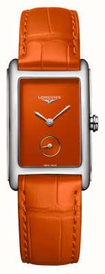 LONGINES Orologio Dolcevita quadrante arancione cinturino in pelle arancione L55124922