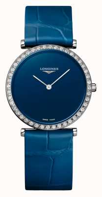 LONGINES La grande classique de longines quadrante blu lunetta con diamanti L45230902