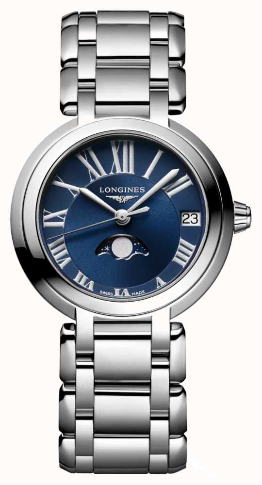 LONGINES Bracciale In Acciaio Con Quadrante Blu Fasi Lunari