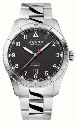 Alpina Pilota di avvio | quadrante nero | bracciale in acciaio inossidabile AL-525BW4S26B