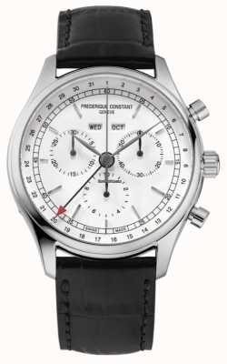 Frederique Constant Cronografo classico | quadrante bianco | cinturino in pelle nera FC-296SW5B6