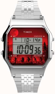 Timex Orologio T80 x Stranger Things digitale da 34 mm in acciaio inossidabile TW2V50900