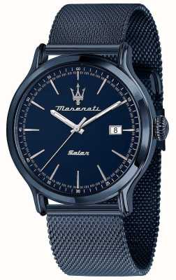 Maserati Solare maschile | quadrante blu | bracciale in maglia d'acciaio blu R8853149001