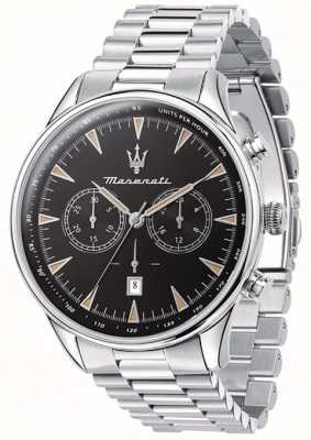 Maserati Tradizione maschile | quadrante cronografo nero | bracciale in acciaio inossidabile R8873646004