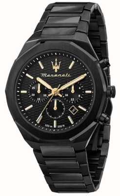 Maserati Stile maschile | quadrante cronografo nero | bracciale in acciaio inossidabile nero R8873642005