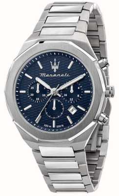 Maserati Stile maschile | quadrante cronografo blu | bracciale in acciaio inossidabile R8873642006