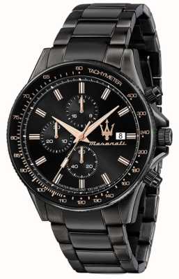 Maserati Sfida maschile | quadrante cronografo nero | bracciale in acciaio inossidabile nero R8873640011