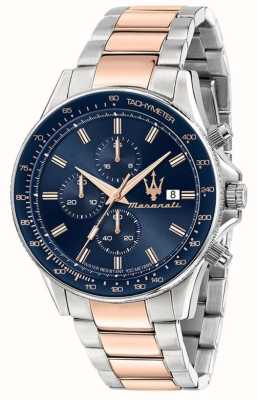 Maserati Sfida maschile| quadrante cronografo blu | Bracciale in acciaio inossidabile bicolore R8873640012