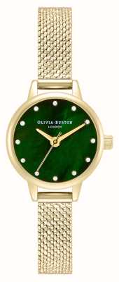 Olivia Burton Orologio classico con mini quadrante verde madreperla e maglia dorata OB16MN12