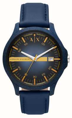 Armani Exchange Quadrante blu | cinturino in pelle blu AX2442