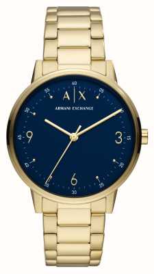 Armani Exchange Quadrante blu | bracciale placcato oro pvd AX2749